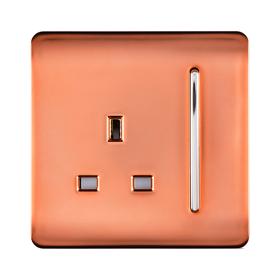 ART-SKT13CPR  1 Gang 13Amp Switched Single Socket Copper
